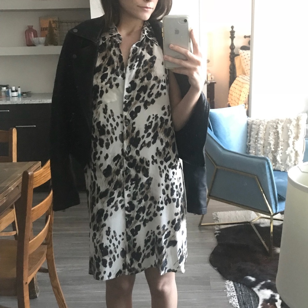Equipment sleeveless animal print shirt dress